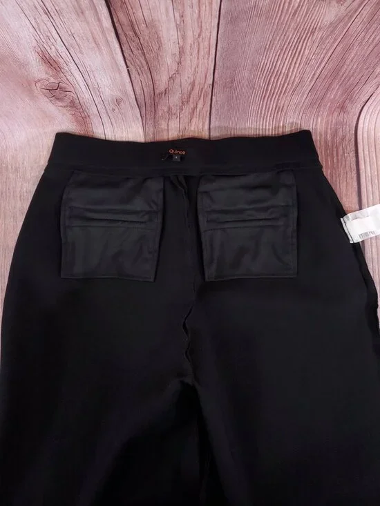 Quince Womens Size 4 Ultra Stretch Ponte Trousers Black Wide Leg High Rise Pants - Picture 8 of 14